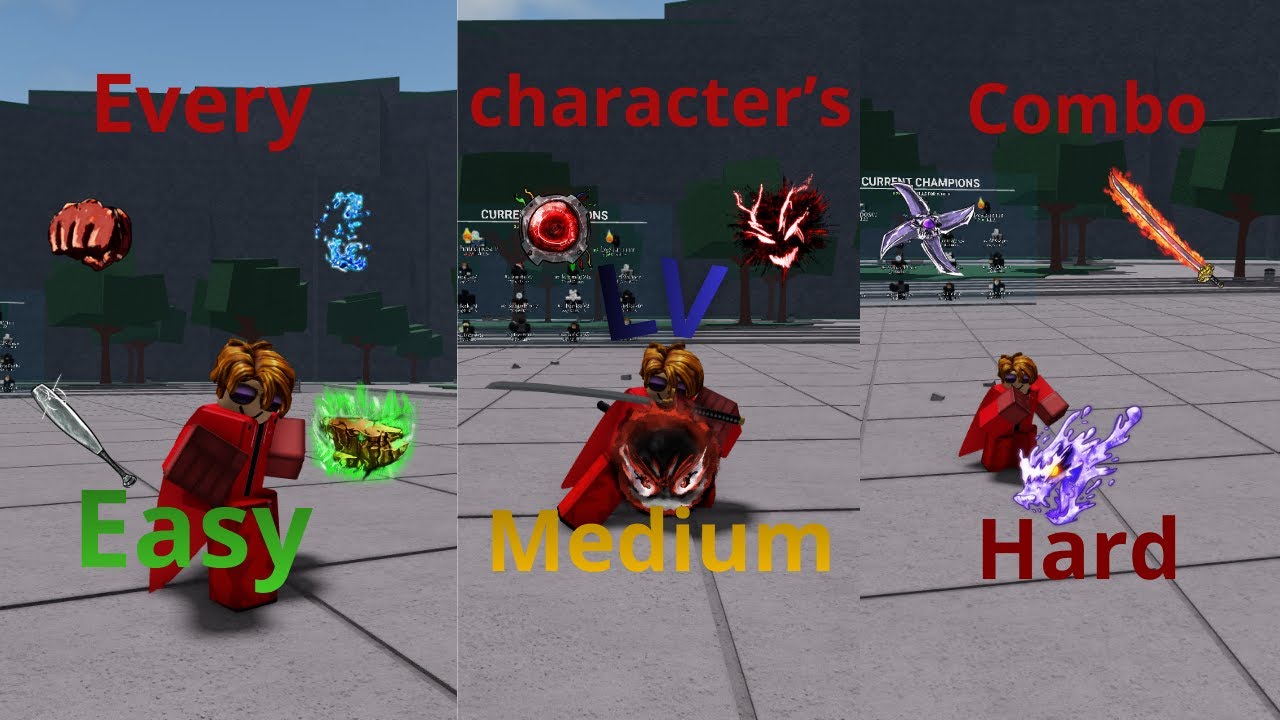 Every character’s combos — Lv. Easy, Medium, Hard in TSB