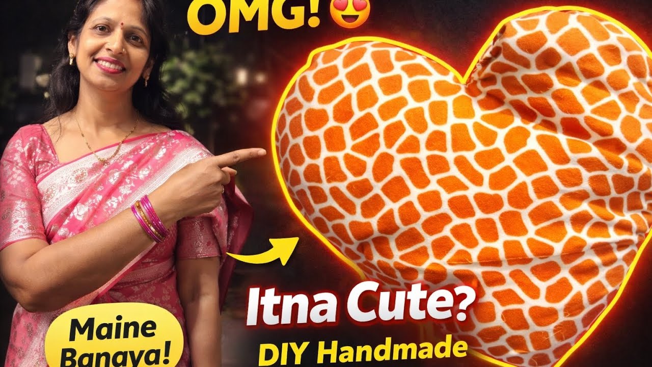 Aaj maine felt se ek beautiful heart shape cushion bnaya ❤️