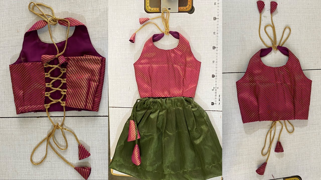 Kids lehenga corptop cutting and stitching/ 6 months baby croptop lehenga step by step