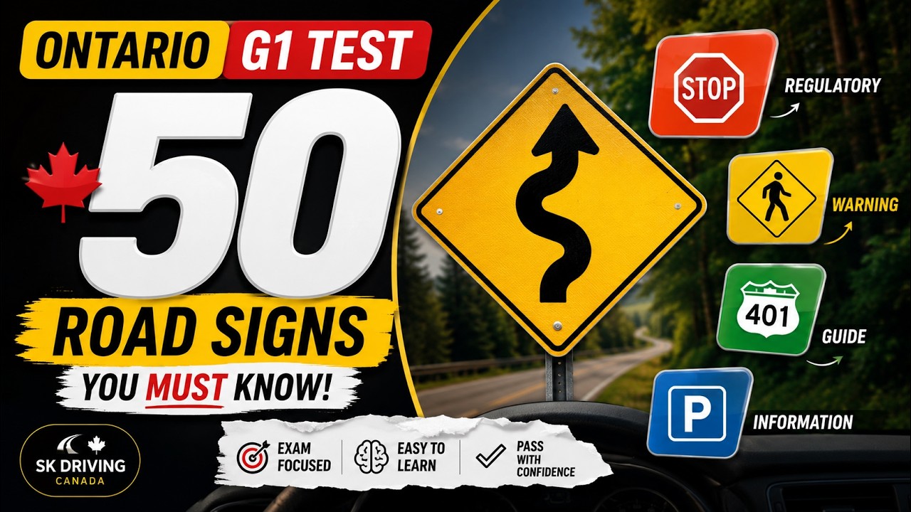 Ontario G1 Road Signs Test 2026 | 50 Most Important Traffic Sign boards.