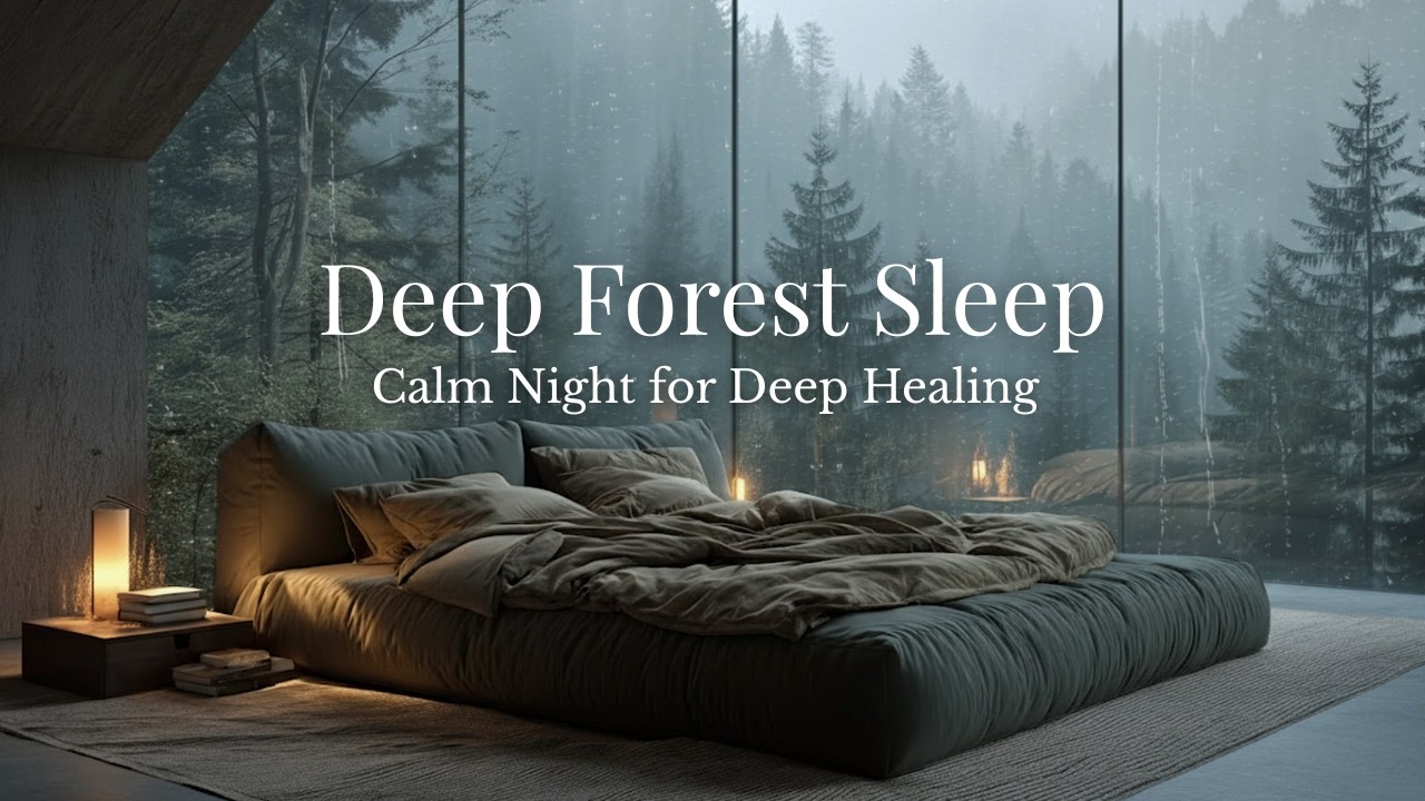 Deep Sleep Music with Soft Rain | Cozy Forest Bedroom Piano for Insomnia Relief & Night Calm 3 Hours