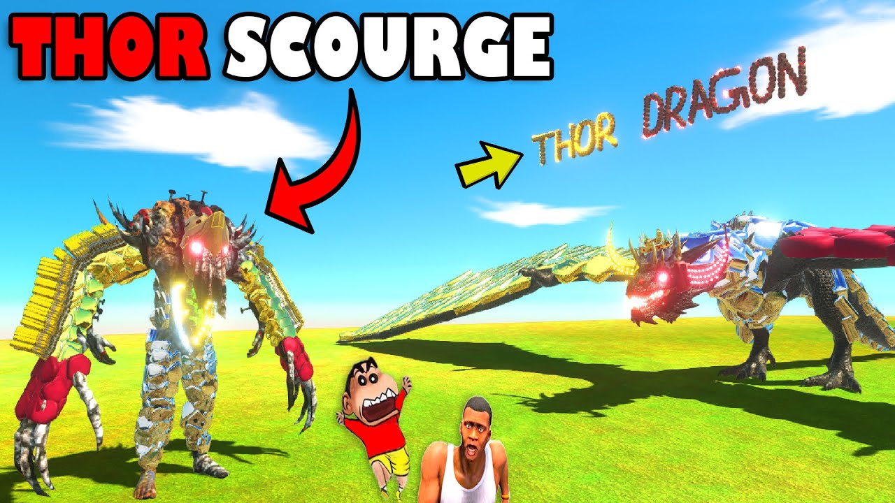 THOR SCOURGE vs THOR DRAGON, DEMON SPINOSAURUS, MIKACHI, DEMON T-REX, CHOP DRAGON and MONSTER ARBS