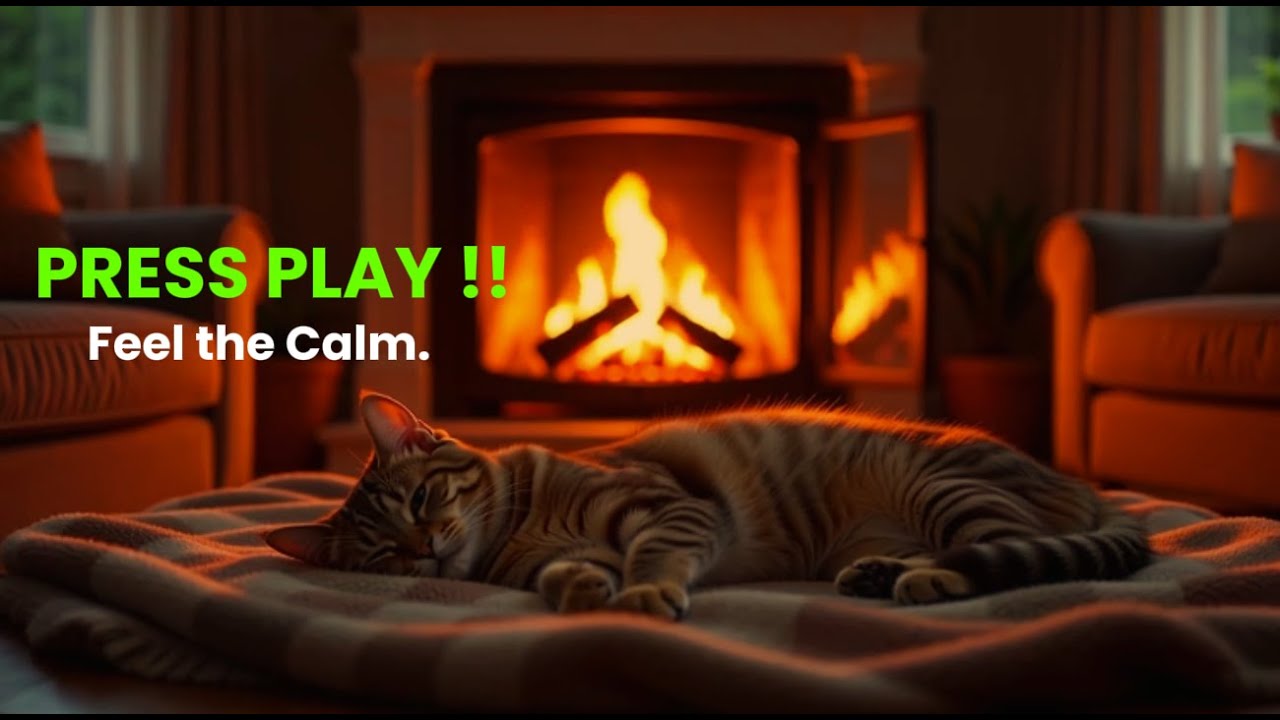 Calming Music with Cats LIVE – Soft Piano & Cozy Fireplace ASMR for Deep Sleep and Relaxation