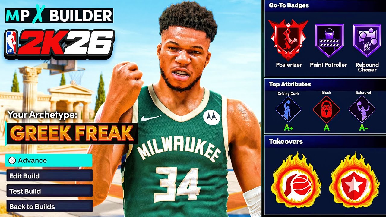 Эта сборка Янниса Адетокунбо — настоящий полубог в NBA 2K26! 93 данка — 93 блок-шота — 90 лэй-апов