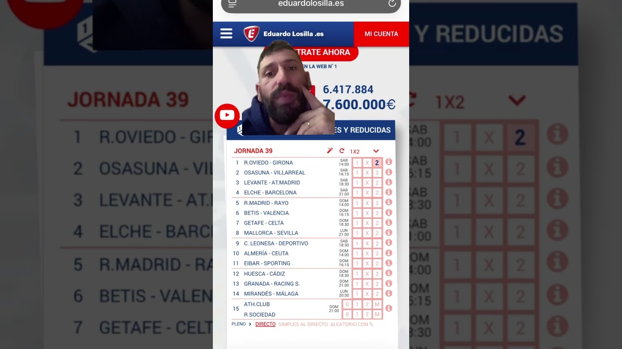 La quiniela jornada 39 (2026)