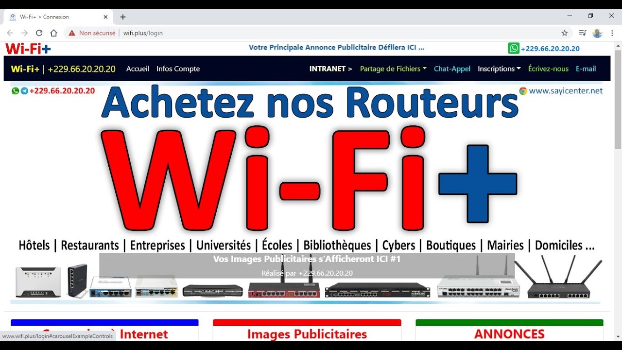 Wi-Fi+ Syst&egrave;me de Gestion Wi-Fi, Portail Captif Publicitaire, Partage de Fichiers, Chat Audio Vid&eacute;o