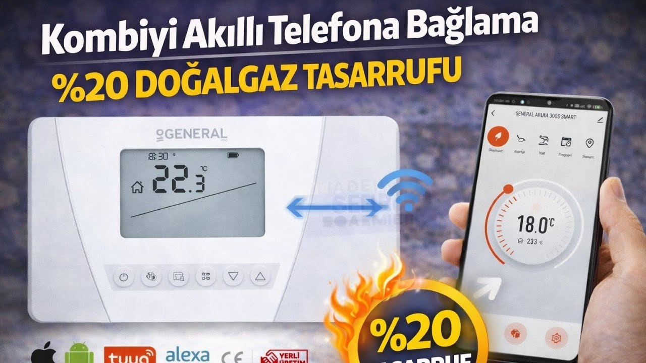 Kombiyi akıllı telefona bağlama ve yönetme. % 20 Doğalgaz tasarrufu yapma