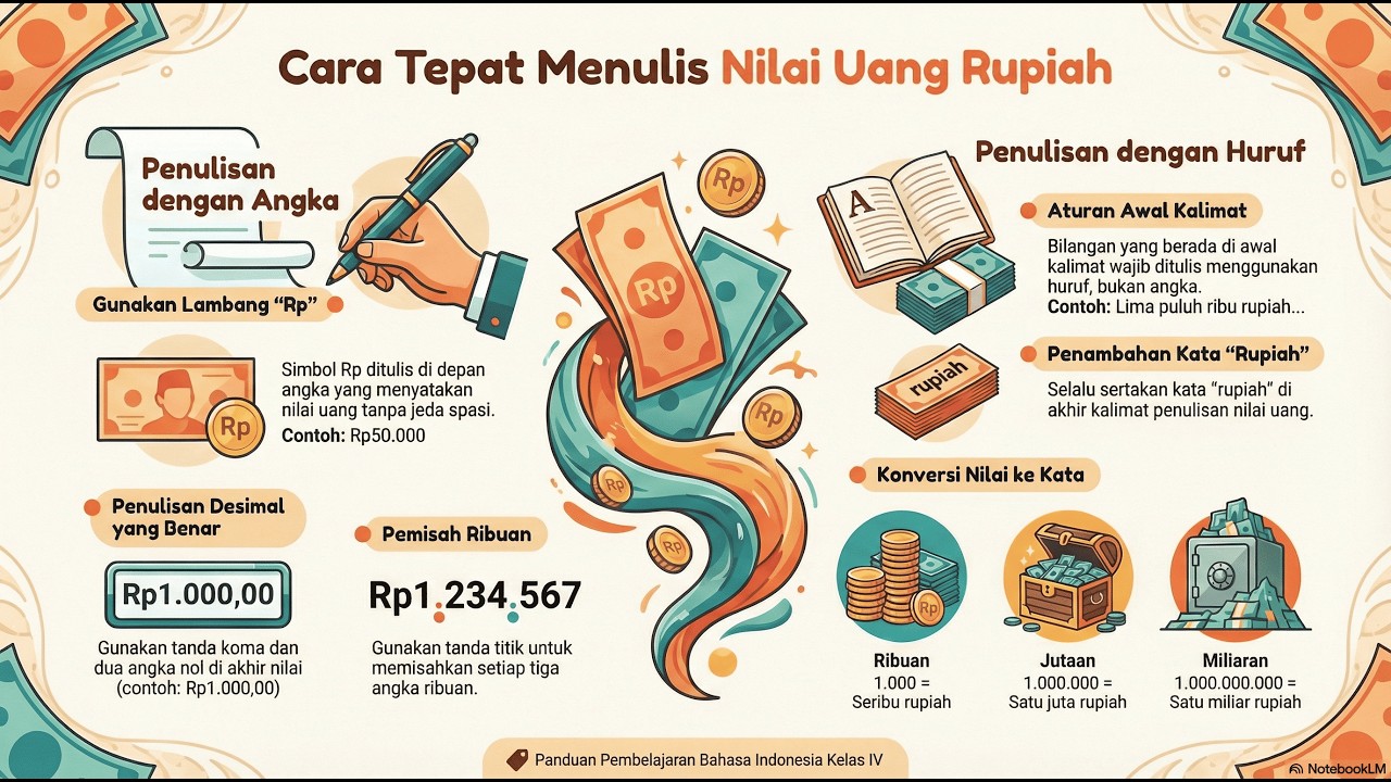 Penulisan nilai uang dengan angka dan huruf | Materi B  Indonesia