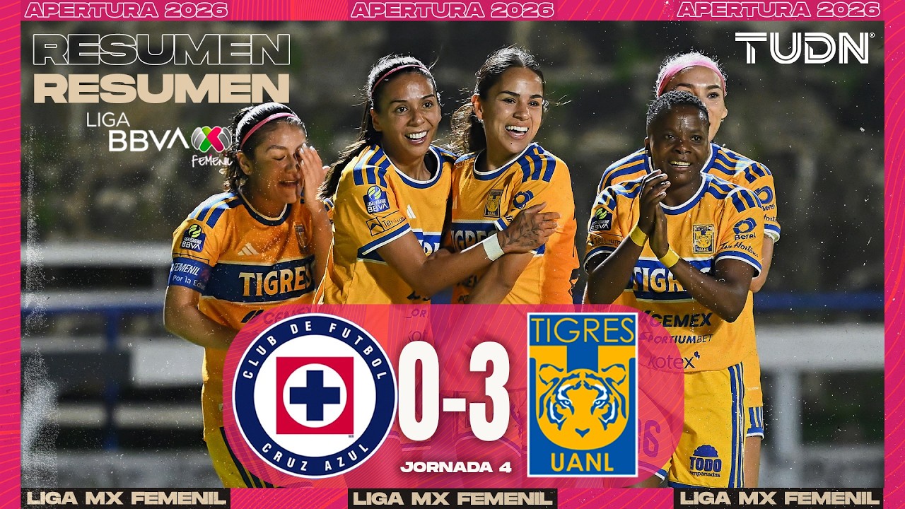 RESUMEN Y GOLES | Cruz Azul vs Tigres | Liga MX Femenil - Jornada 4 Apertura 2026 | TUDN