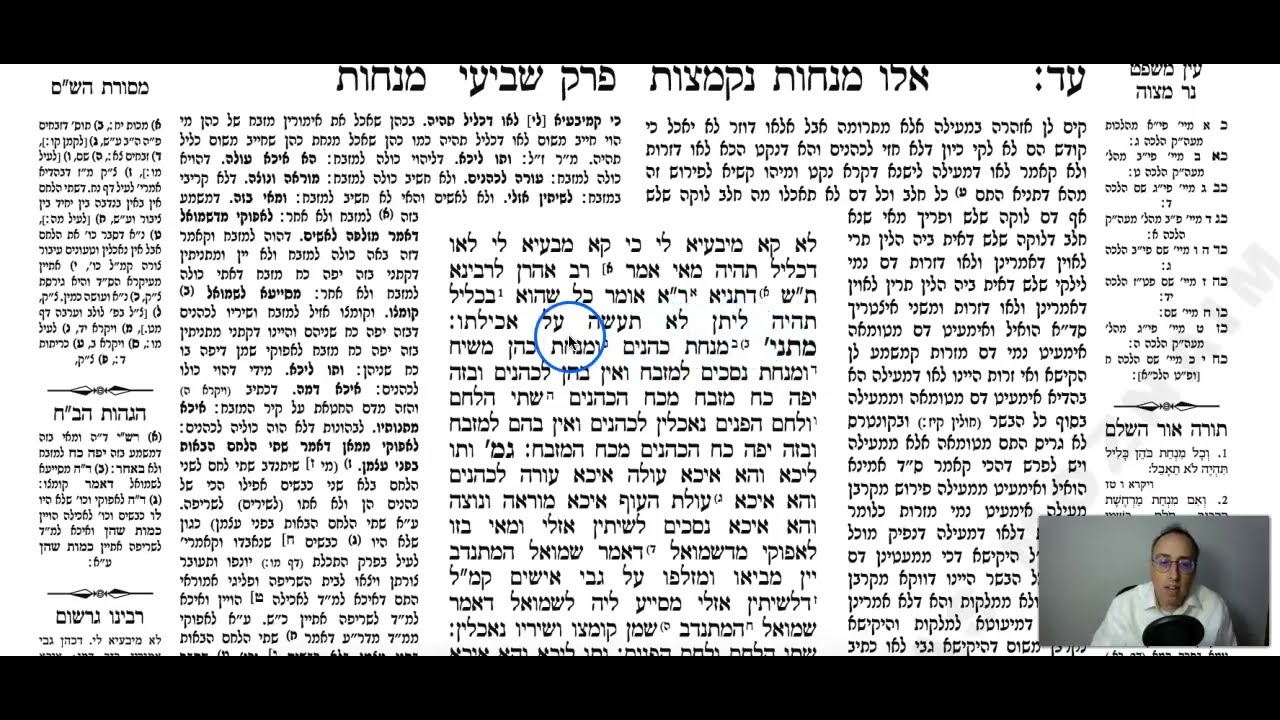 Menachos Daf 74b Daf Yomi Gemara (Talmud) Meseches Menachos Mesechet Menachot Masechet Menahot 