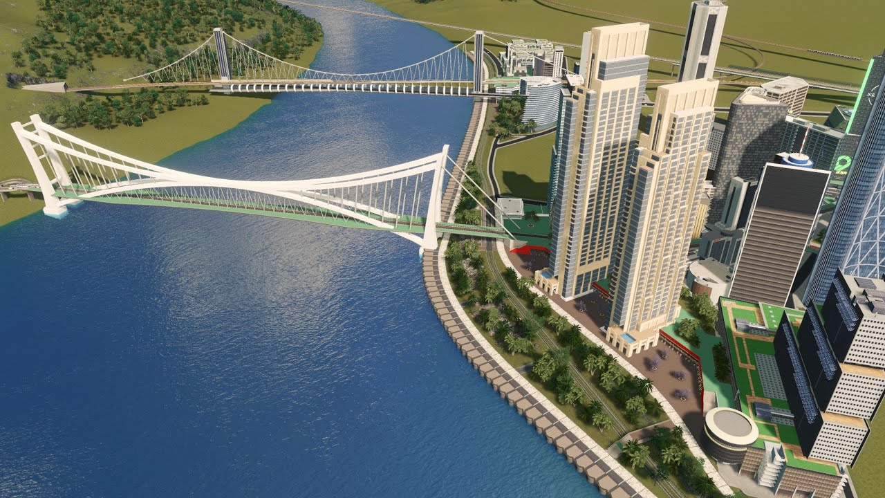 Tram Bridge and Waterfront Park - Cities: Skylines - Asturis 8