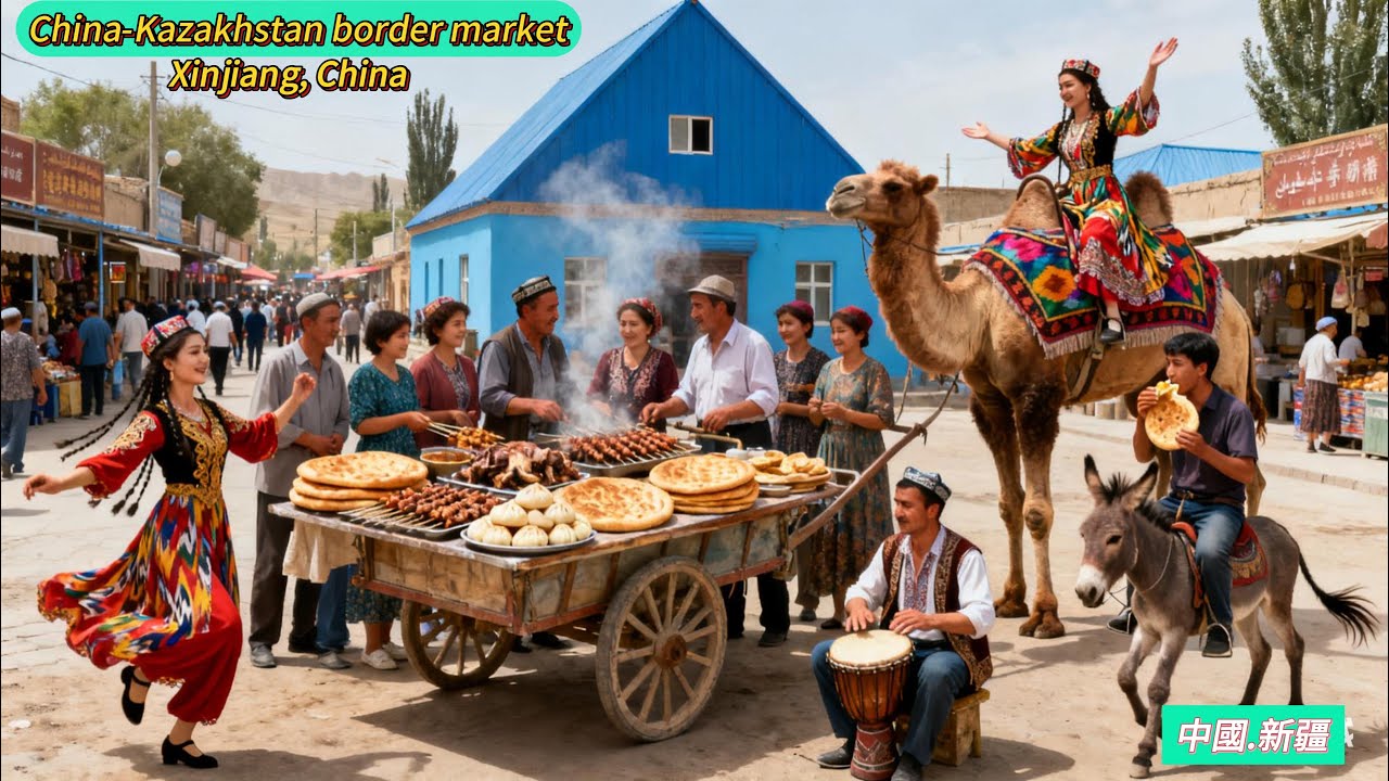 Странные деликатесы на рынке на границе Китая и Казахстана.