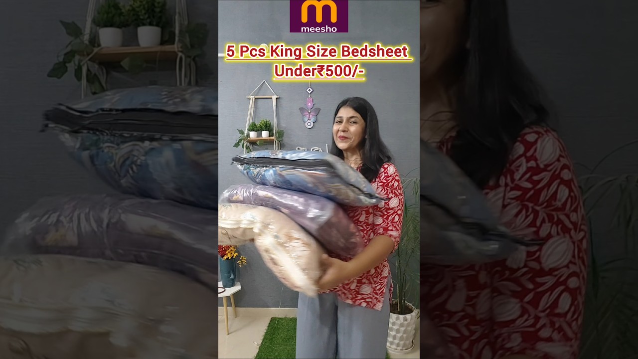 Комплект простыней Meesho King Size, 5 шт., до 500 ₹ | #meeshohaul #простыня #обязательно #шорты