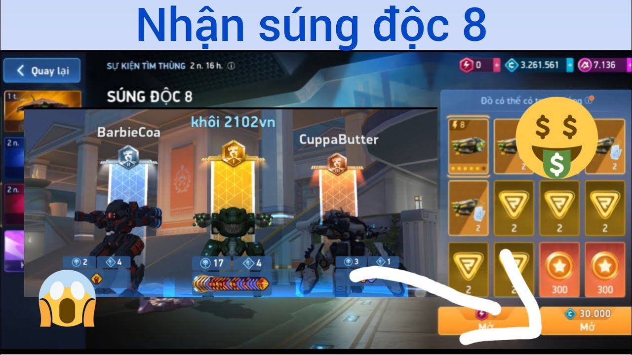 [Mech arena] Nhận súng độc 8 - Zephyr + súng độc 8 
