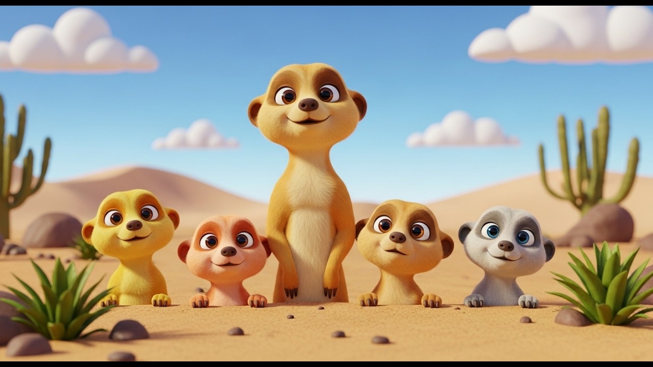Five Little Meerkats Peek Peek Peek | Animal Hide & Seek Song for Kidsk