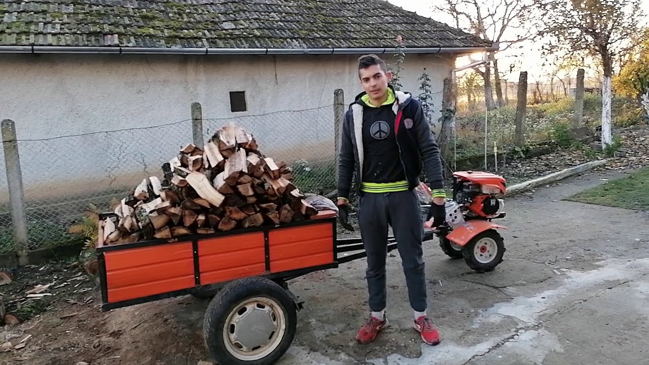 La Cărat de LEMNE cu Motocultorul RURIS 701ks si remorca facuta acasa