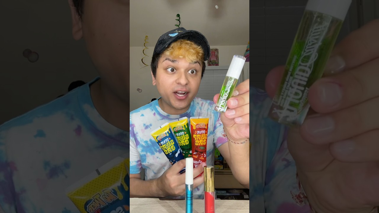 Making a Sour Apple Edible Lipgloss! 🍏💄 #candy #diylipgloss #makeup