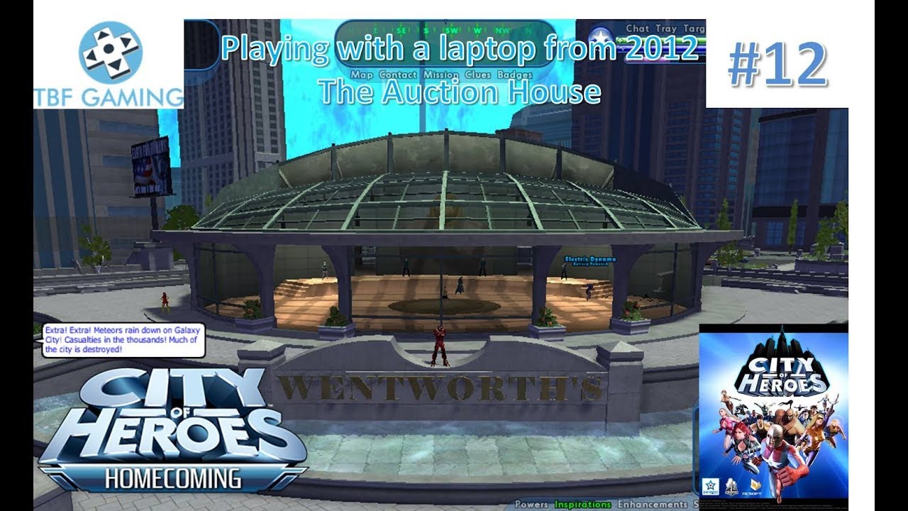 Auction House / Wentworth's Testing and old Laptop with City of Heroes 2019 Homecoming