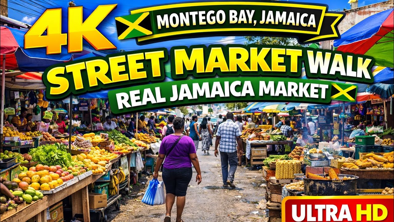 Прогулка по уличному рынку Монтего-Бей 🇯🇲 | Настоящая Ямайка в формате 4K