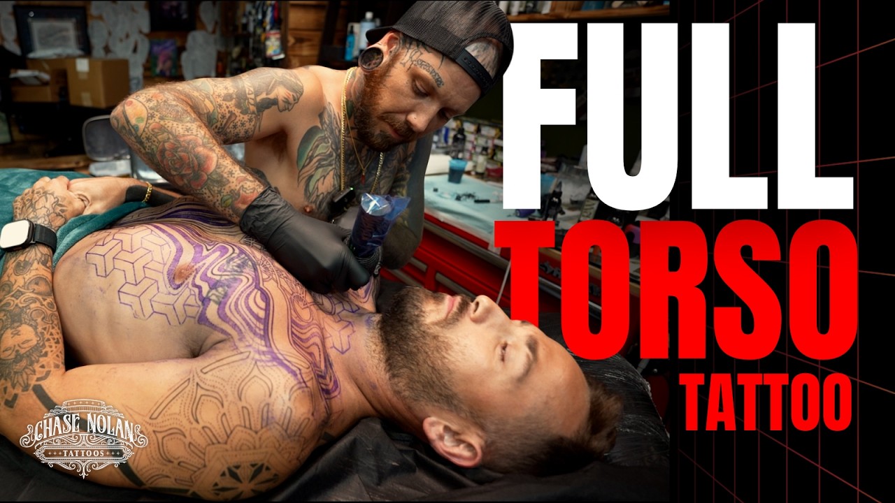 INSANE Start to a Full Bodysuit Tattoo | Blackout + Metatron’s Cube Torso Flow!