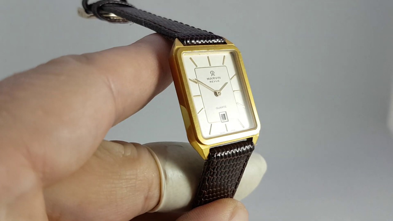 c1985 Marvin Revue vintage men's watch with box