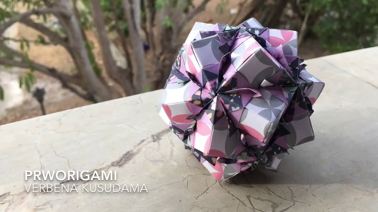 Verbena Kusudama - PrwOrigami Folding Tutorial 【くす玉・折り紙】