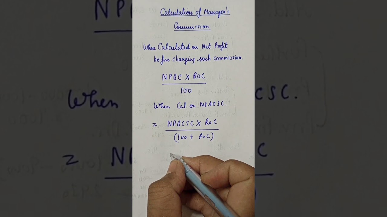 Calculation and treatment of Manager's commission| calculated before and after charging commission