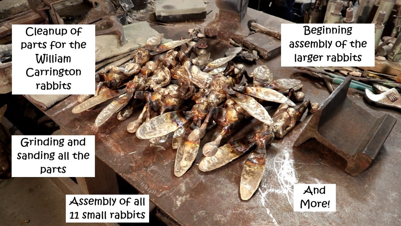 March 17, 2026 - Continued cleanup of parts for Carrington rabbits, assembly of small rabbits, start