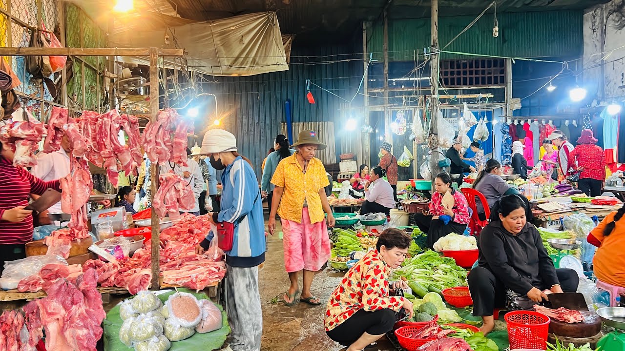 Amazing Cambodia Food Vlog - Most Popular Street Market Food, Fresh Fruits, Vegetables, Meat,Seafood