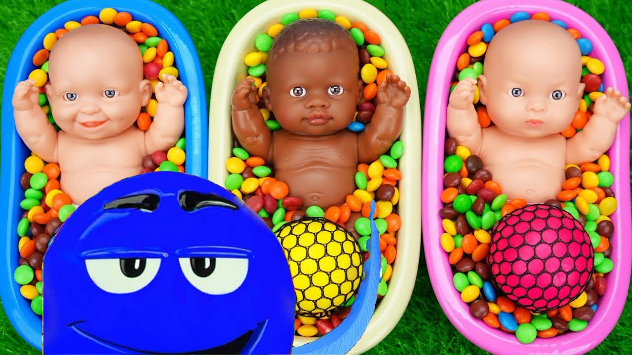 21 Minutes Satisfying with Full of 3 Rainbow BathTubs Candy with M&M's & Magic Slime Cutting Video 9