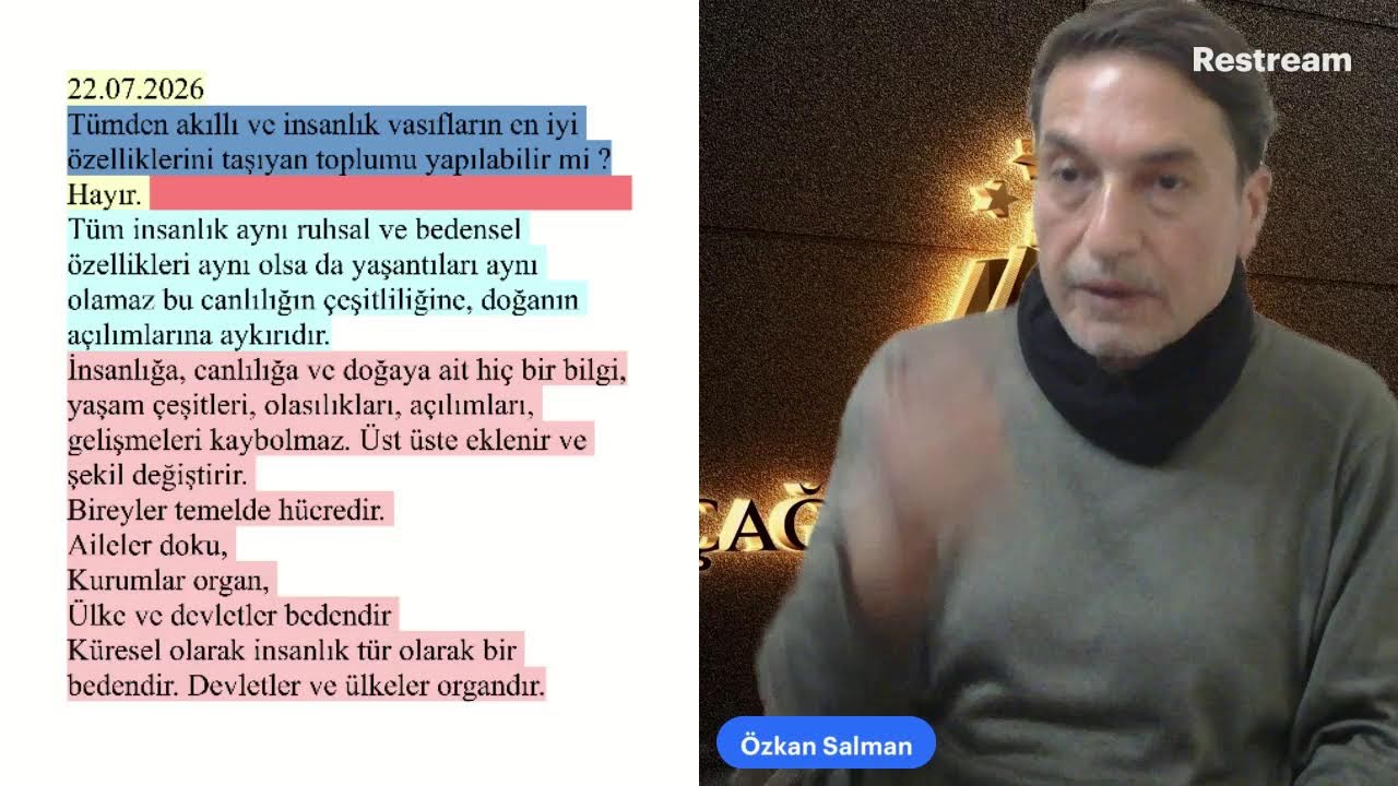 Cumartesi gecesi felsefe canlı yayını, Tümel ve büyük sorulara  yeni tezler.