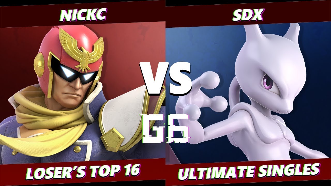 Glitch 6 SSBU - NSM | NickC (Captain Falcon) VS SDX (Mewtwo) Smash Ultimate Loser's Top 16