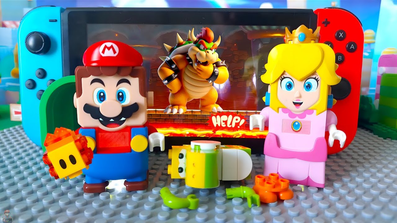 Lego Mario needs 4 Lava Bubbles to bring back Yoshi!🕺(And Surprise Dance)🟠Princess helps