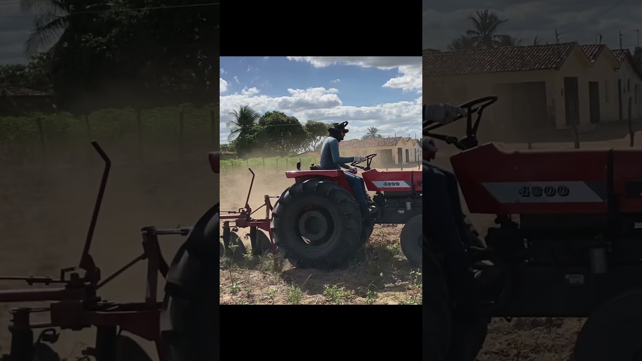 Trator Agrale 4300 tombando terra no arado Lavrale de 2 discos.