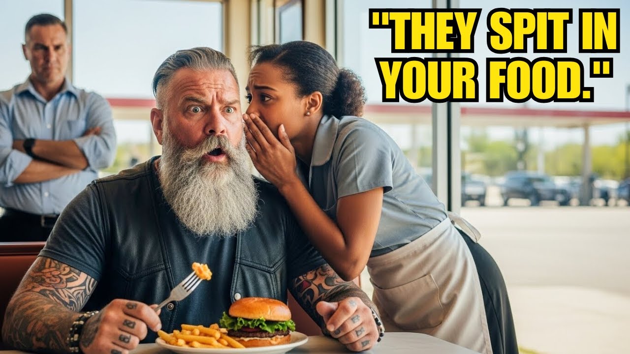 The Biker Kingpin Walks into the Restaurant — Black Waitress Slips Him a Note That Stops Him Cold