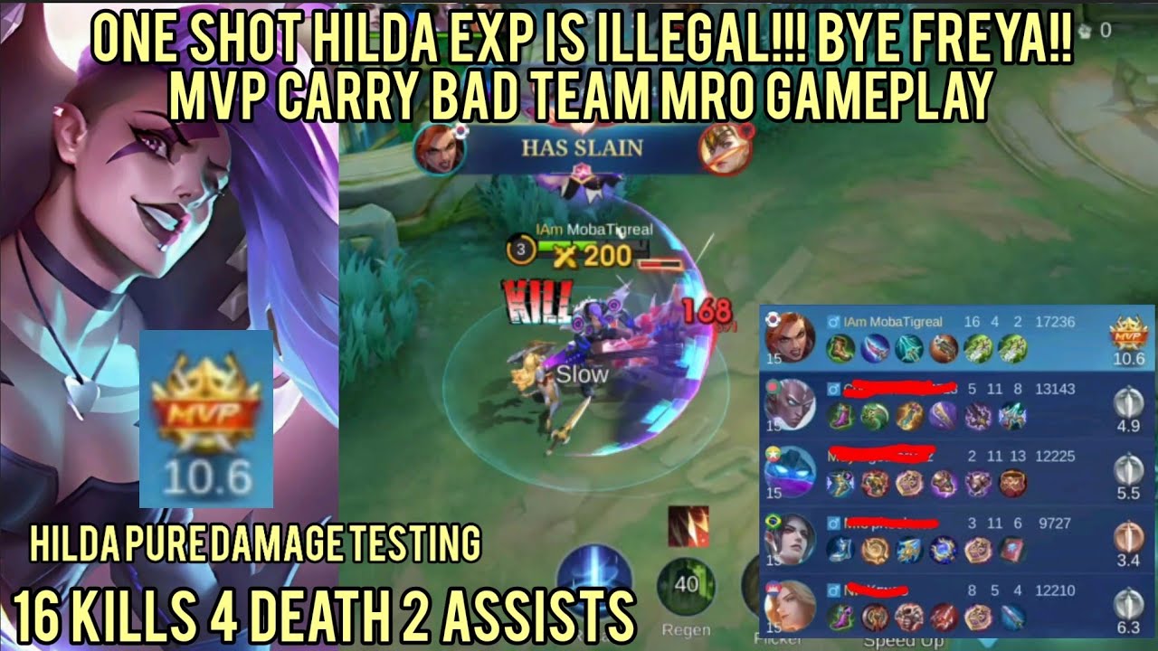 One Shot FULL DAMAGE HILDA EXP IS ILLEGAL! MRO MVP Gameplay | MLBB | Mobilelegends |
