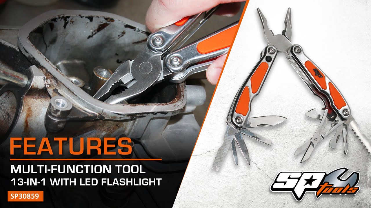 MULTI FUNCTION TOOL - 13 IN 1 WITH LED FLASHLIGHT - SP TOOLS (SP30859)