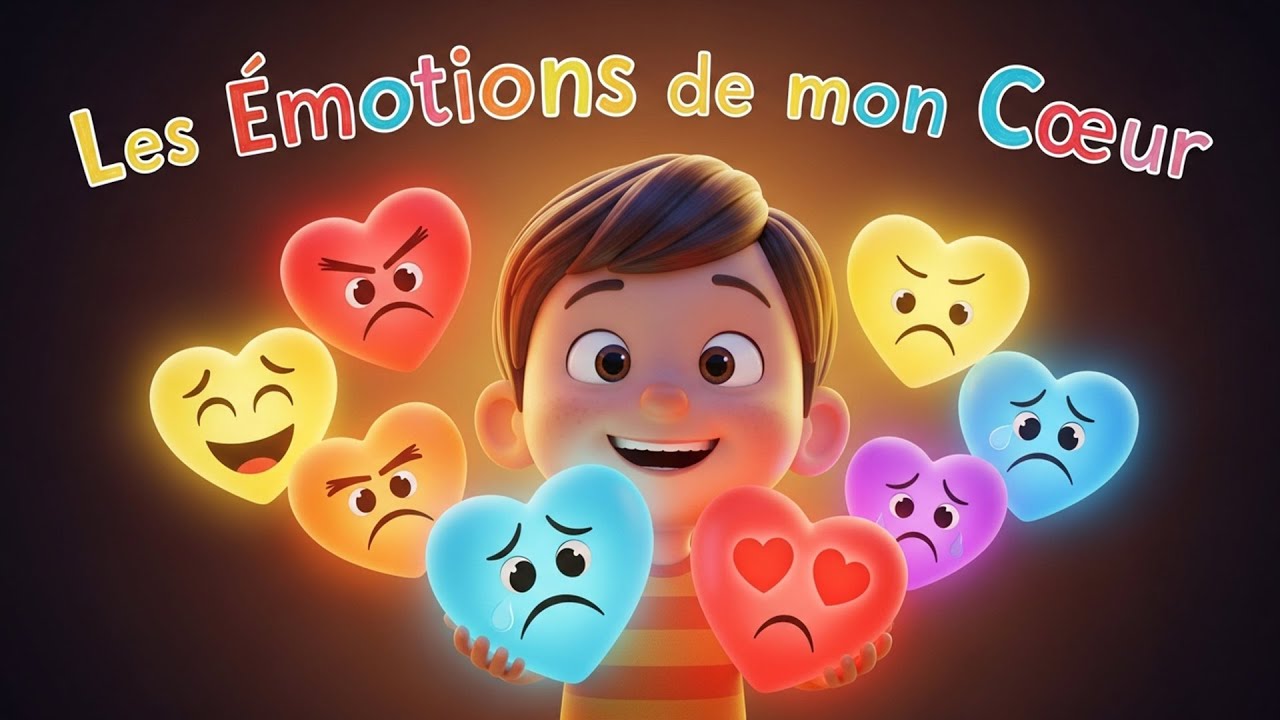 LES &Eacute;MOTIONS DE MON C&OElig;UR ❤️😊😢😡 &ndash; Comptine pour enfants | Apprendre les &eacute;motions en chanson