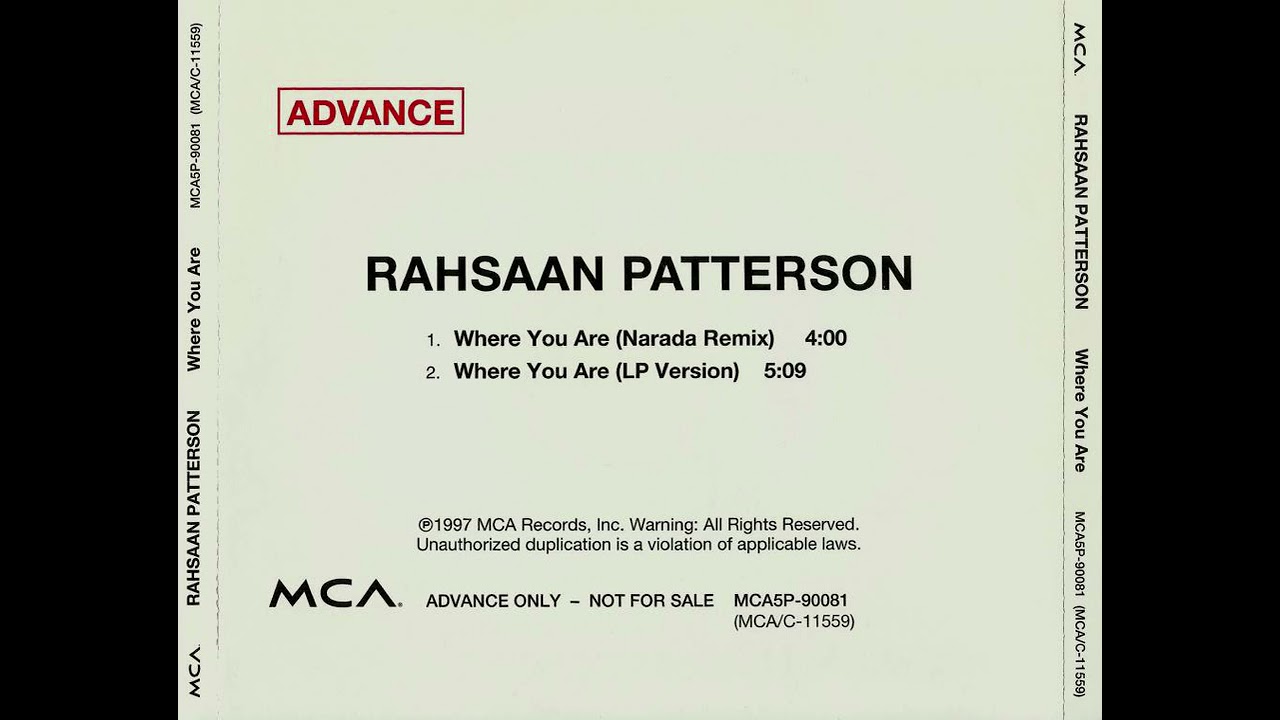 Rahsaan Patterson - Where You Are (Narada Remix)
