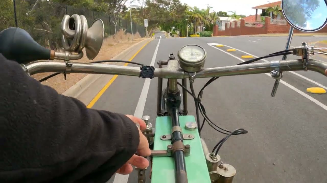 Veteran 1909 P&M (Phelon & Moore) Motorcycle On the Road Testing
