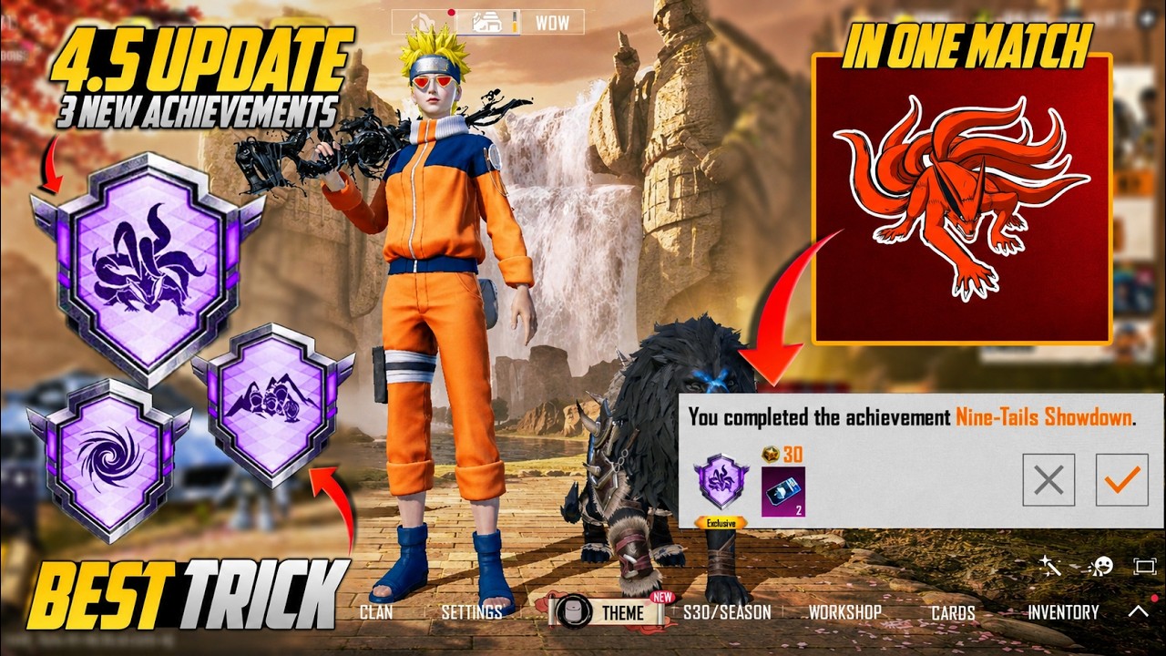 🔥 PUBG Mobile 4.5 Update | Complete All 3 Naruto Achievements in One Match ( Easy Guide )