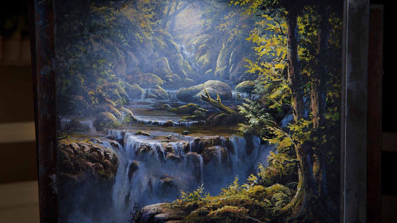 Deep Forest Falls - Landscape Painting - Kevin Hill