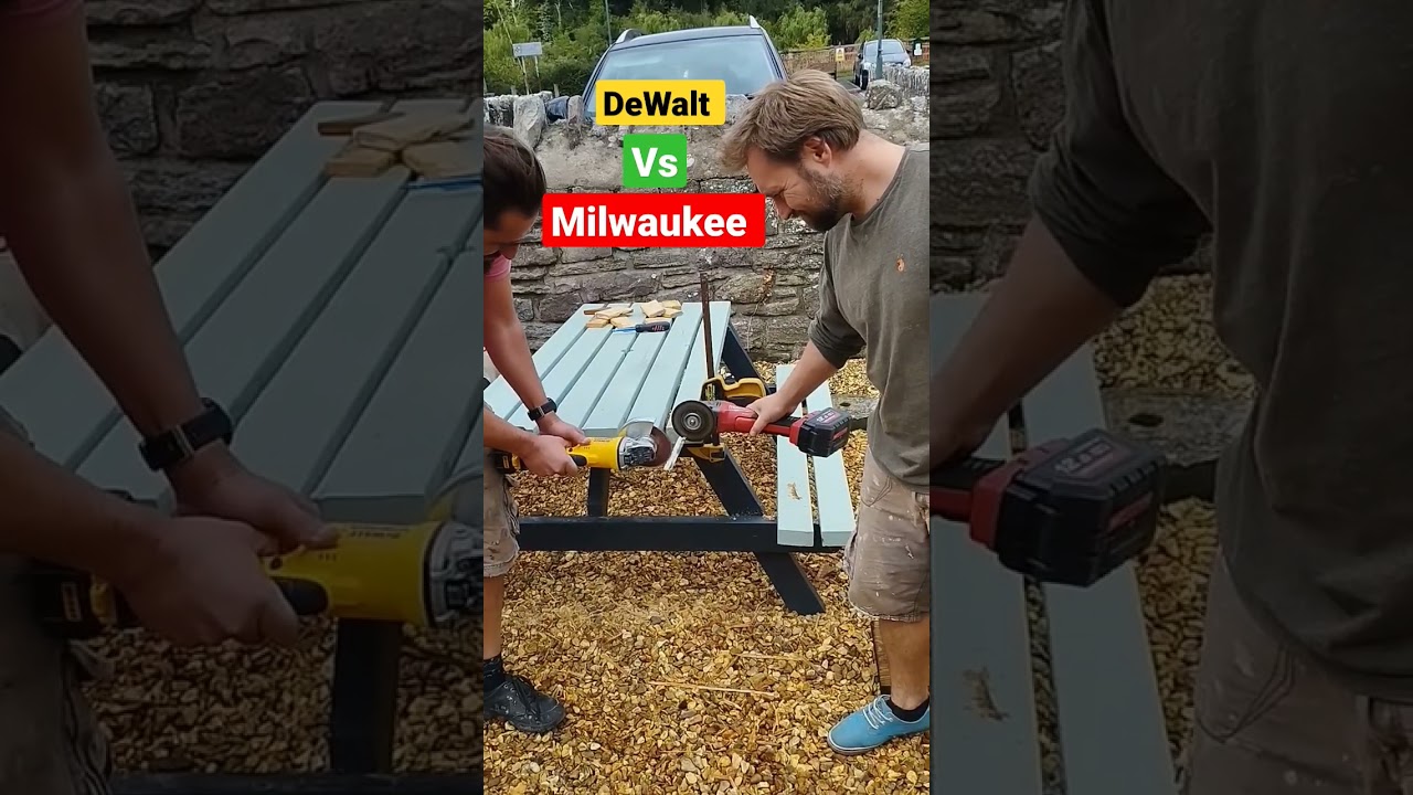 DeWalt Vs Milwaukee angle grinder test #shortvideo #youtube #youtubeshorts #woodworking #funny #usa