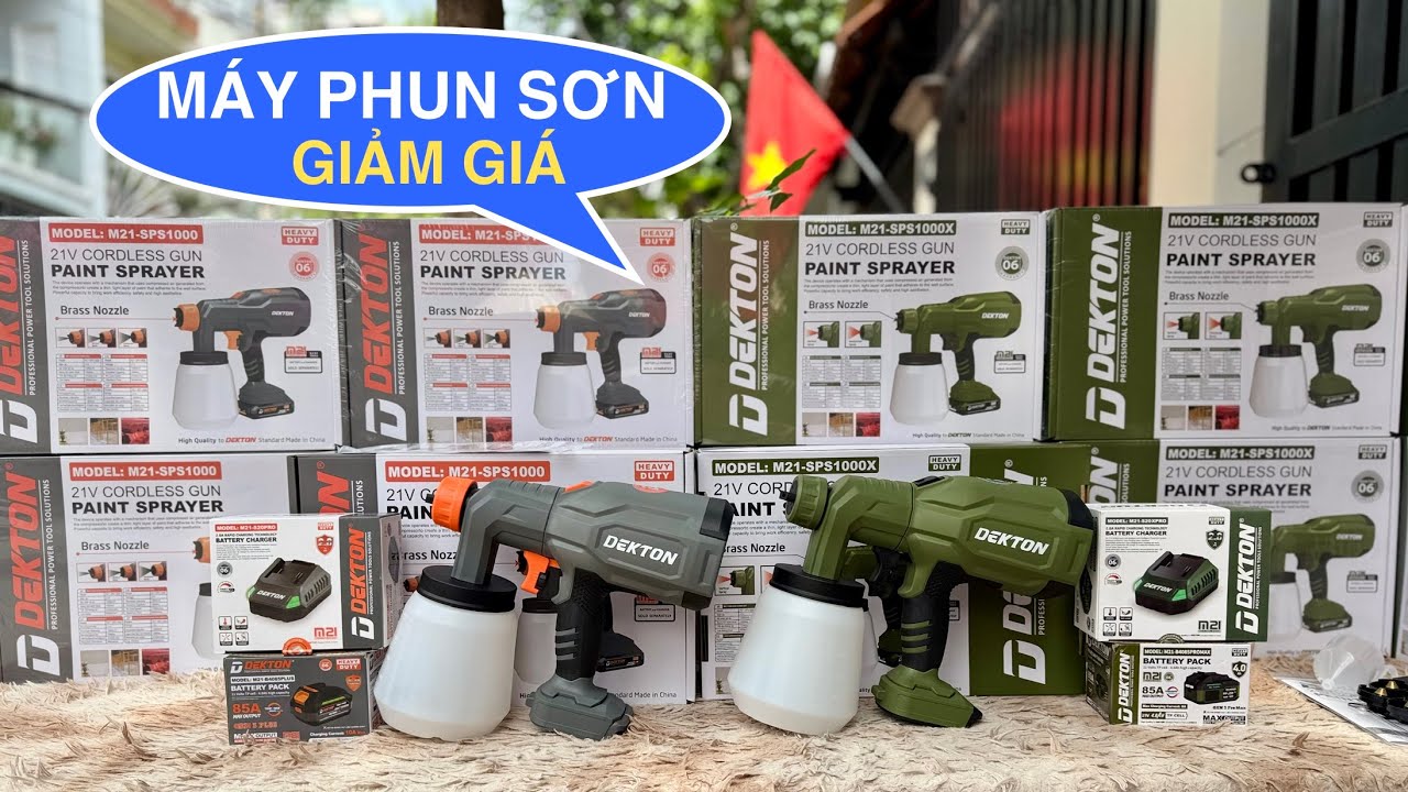 ✅Sale m&aacute;y phun sơn ch&iacute;nh h&atilde;ng Dekton, Sale pin 4A, 6A, 7.5A v&agrave; sạc ch&iacute;nh h&atilde;ng Dekton👉M21- SPS1000