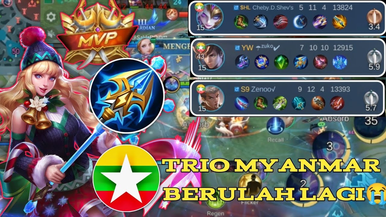 Ketemu Trio Myanmar‼️Main Nya Pada Ngaco Semua❓Mobile Legend : Bang Bang