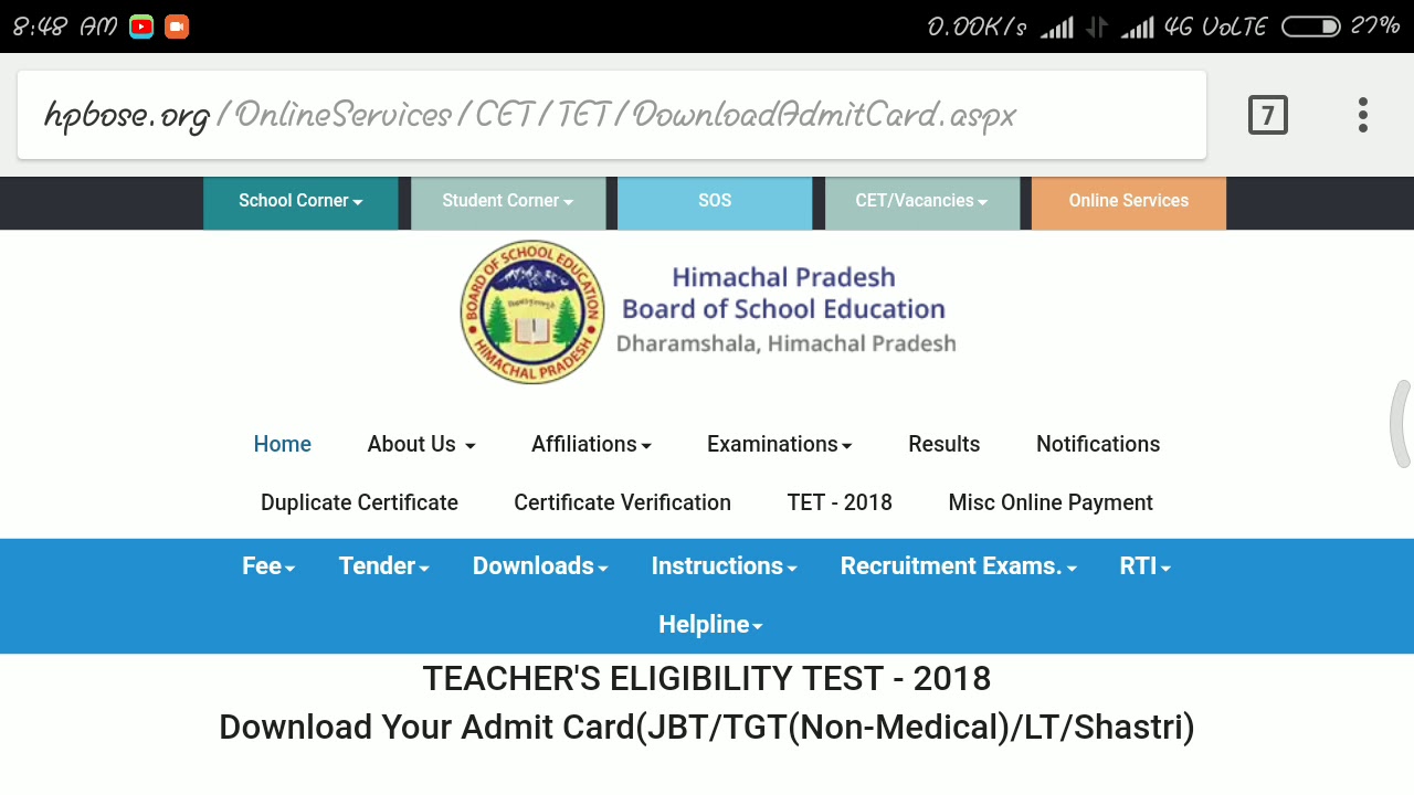 HP TET ADMIT CARD OUT... CHECK HOW TO DOWNLOAD