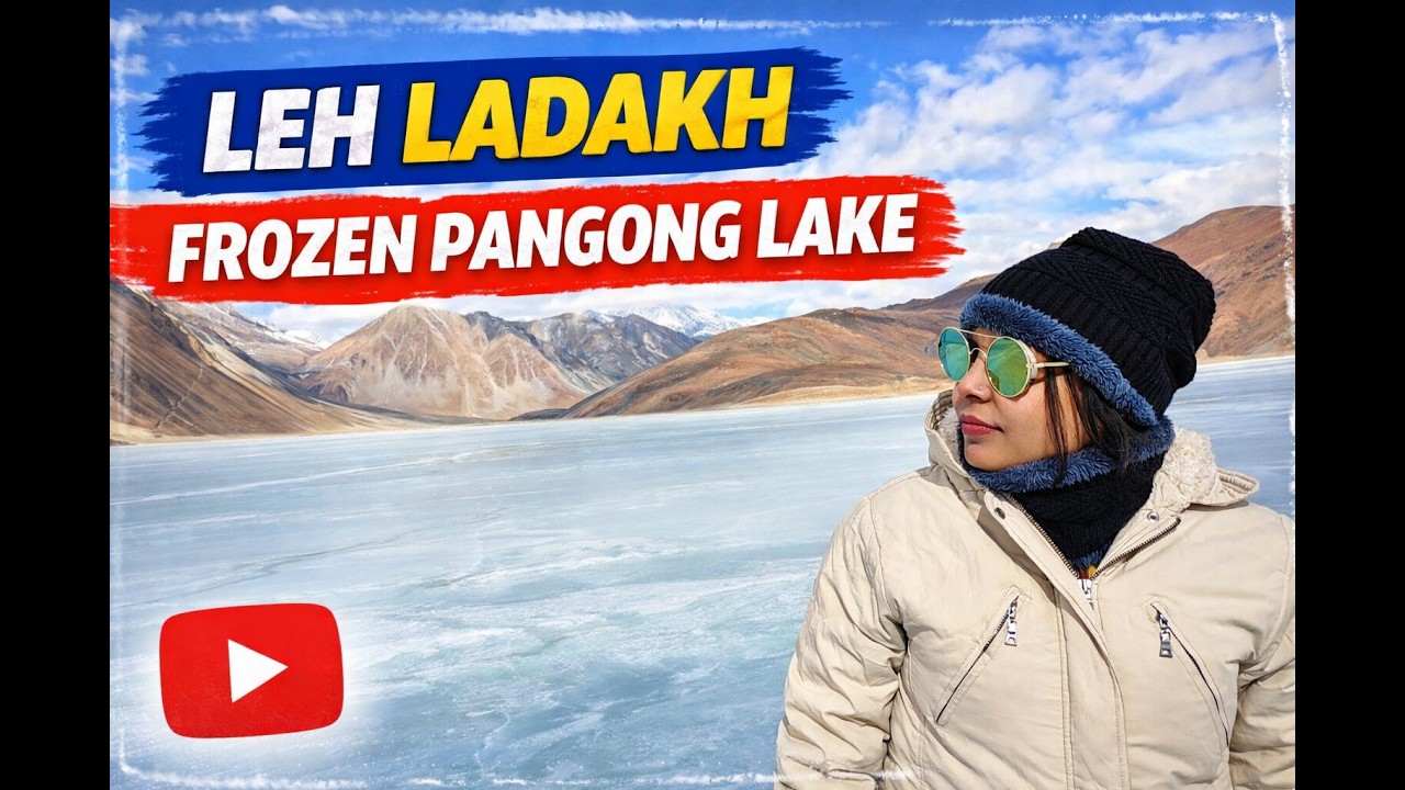 Leh Ladakh -Frozen Pangong Lake #ladakhTRIP #BestPlaceToTravelInIndia #frozenpangonglake #travel