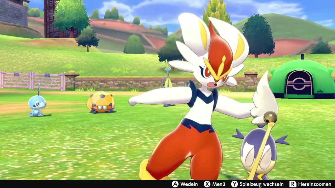 Pokémon Sword/Shield - Playing Feather Wand with Liberlo / Cinderace