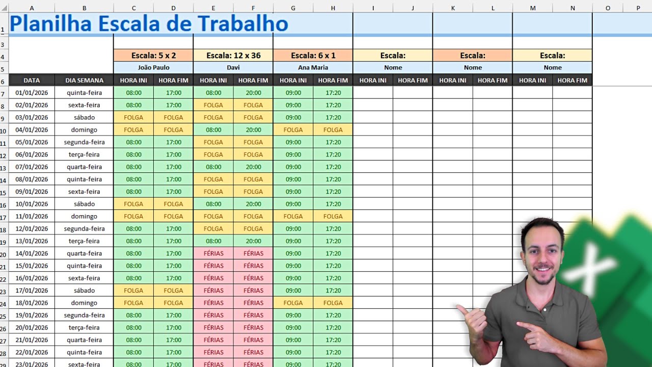 Como fazer Planilha de Escala Trabalho no Excel | Uso Gerencial ou Pessoal