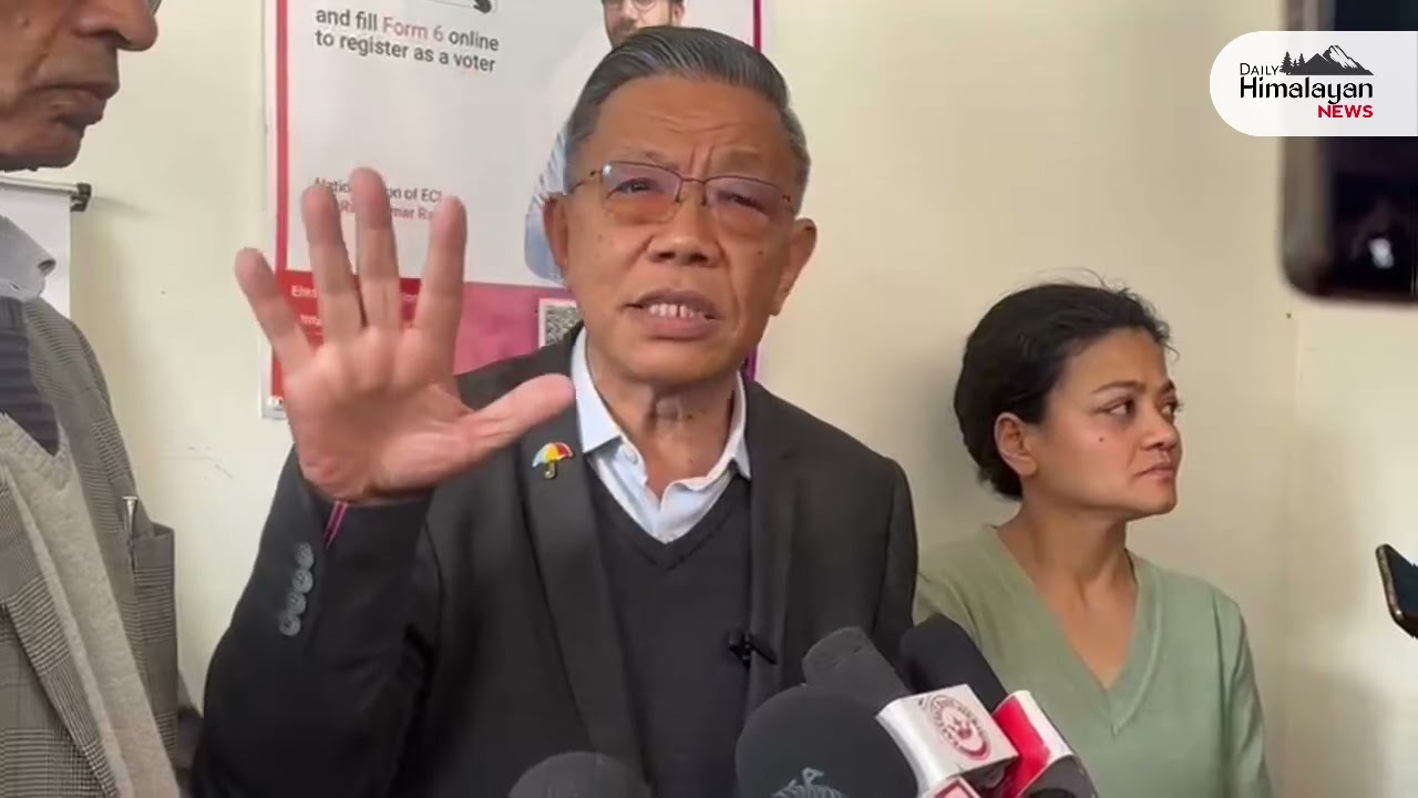 P.D. Rai and other representatives of SDF addresses the media after submitting a memorandum at CEO.
